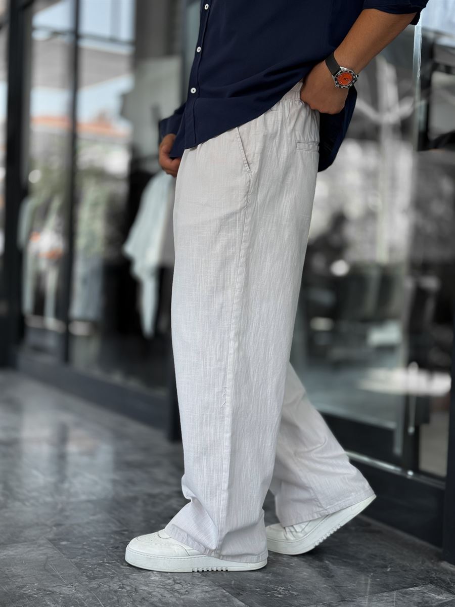 Grey Linen Baggy Pants GJ-17237