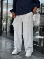 Grey Linen Baggy Pants GJ-17237