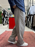 Light Khaki Linen Baggy Pants GJ-17237