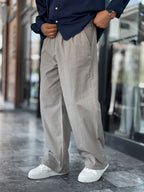 Light Khaki Linen Baggy Pants GJ-17237