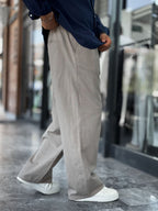 Light Khaki Linen Baggy Pants GJ-17237