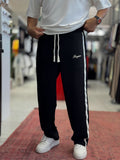 Black Side Embossed Straight Leg Sweatpants RES-1134