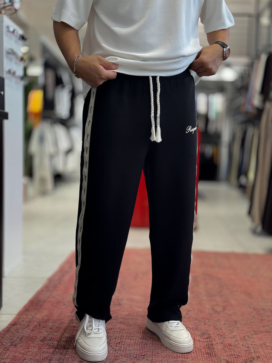 Black Side Embossed Straight Leg Sweatpants RES-1134