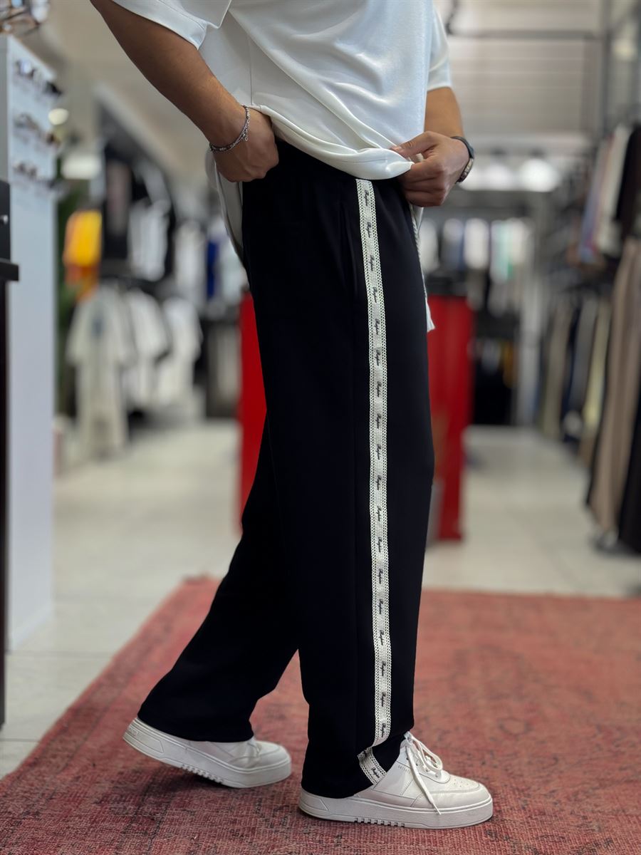 Black Side Embossed Straight Leg Sweatpants RES-1134