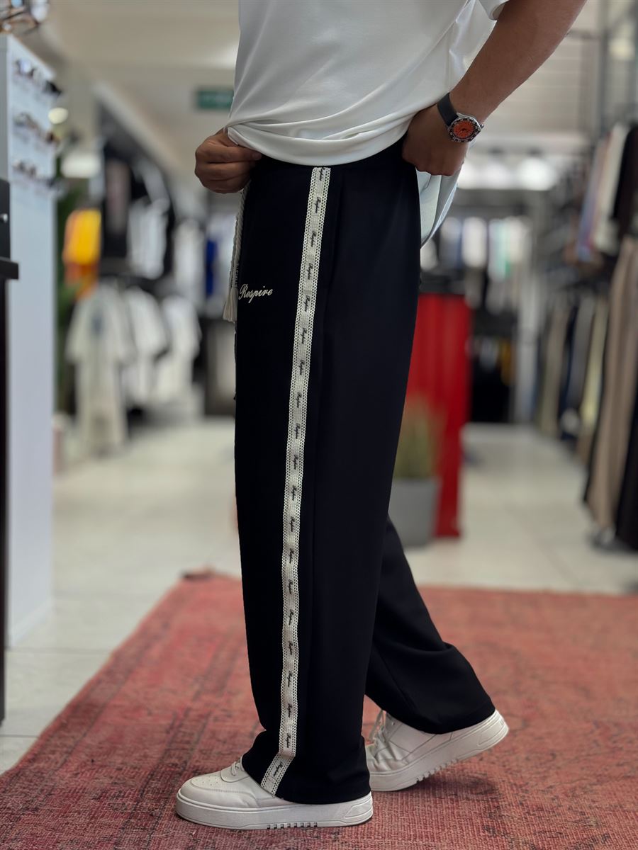 Black Side Embossed Straight Leg Sweatpants RES-1134