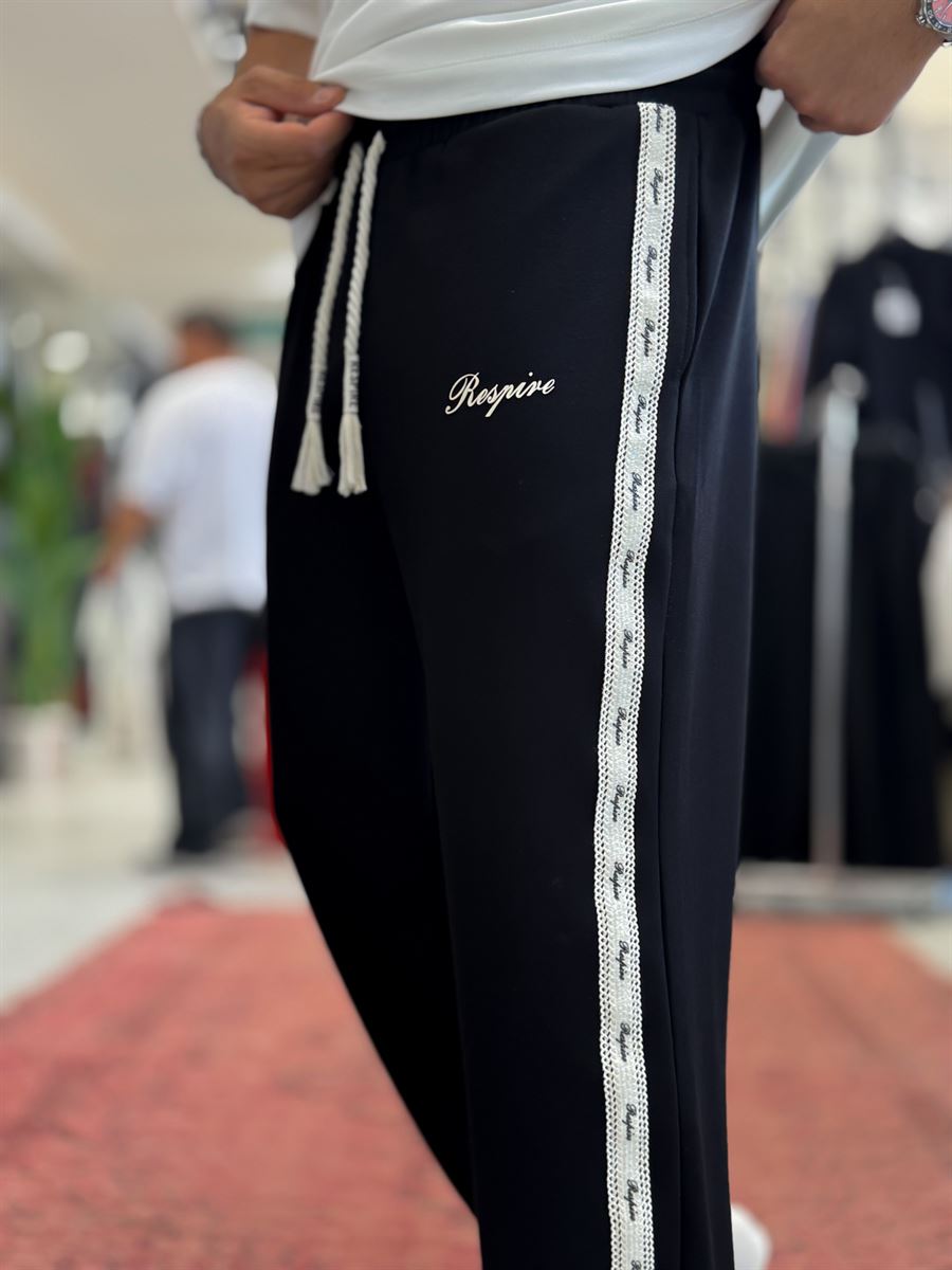 Black Side Embossed Straight Leg Sweatpants RES-1134