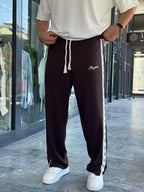 Coffee Side Embossed Pipe Leg Sweatpants RES-1134