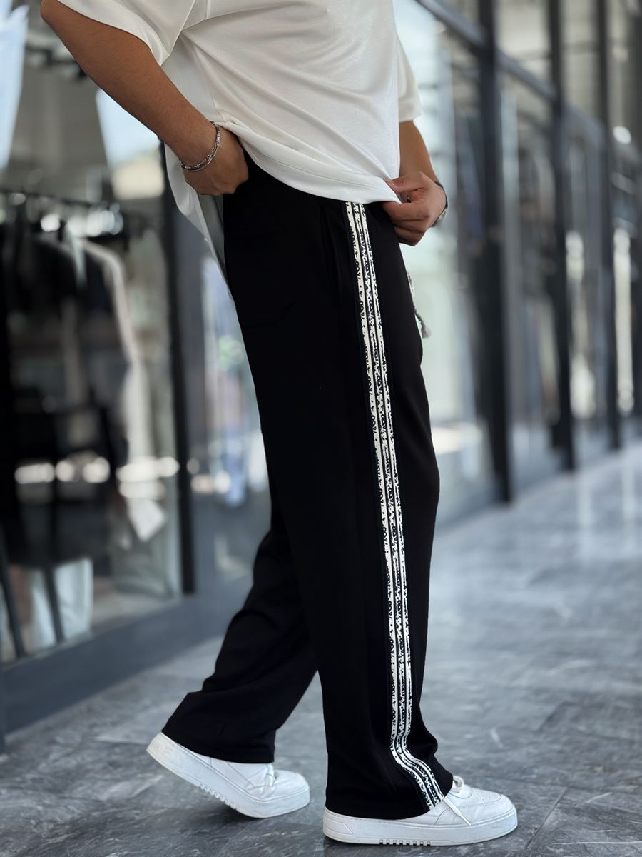 Black Embossed Straight Leg Sweatpants RES-1133