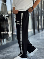 Black Embossed Straight Leg Sweatpants RES-1133