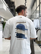 White Back Hat Print Oversize T-Shirt RES-1127