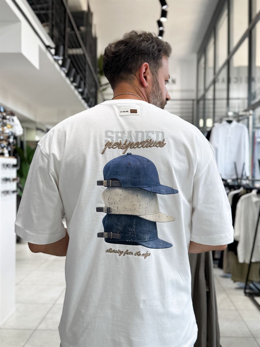 White Back Hat Print Oversize T-Shirt RES-1127