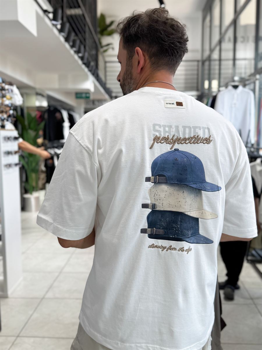 White Back Hat Print Oversize T-Shirt RES-1127