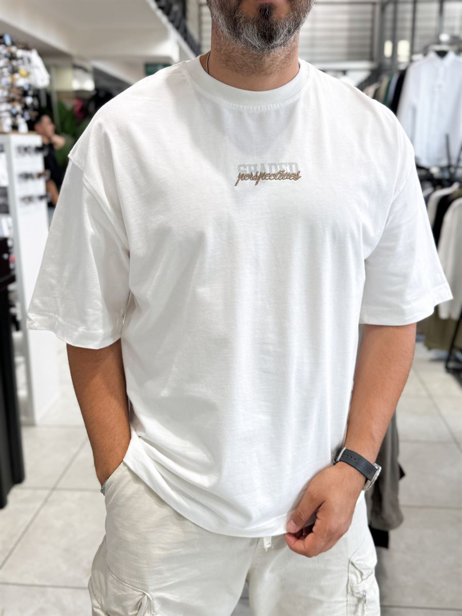 White Back Hat Print Oversize T-Shirt RES-1127