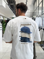 White Back Hat Print Oversize T-Shirt RES-1127