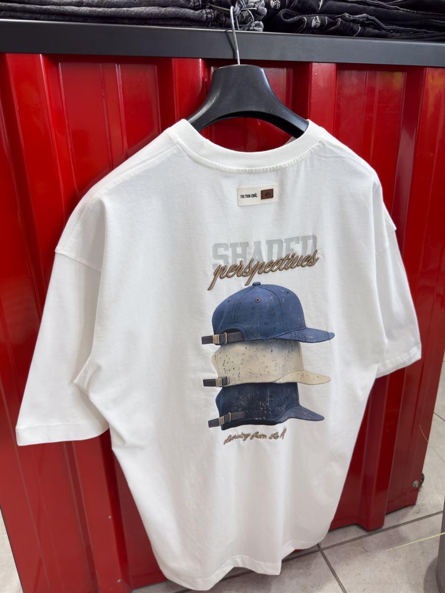 White Back Hat Print Oversize T-Shirt RES-1127