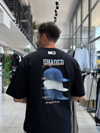 Black Back Hat Print Oversize T-Shirt RES-1127
