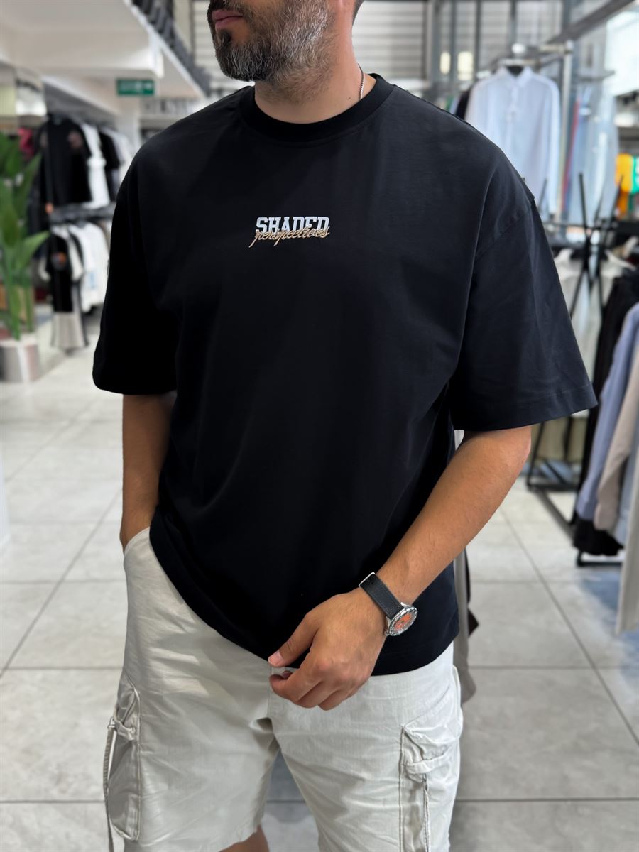 Black Back Hat Print Oversize T-Shirt RES-1127