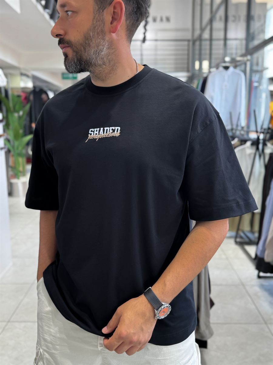 Black Back Hat Print Oversize T-Shirt RES-1127