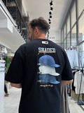 Black Back Hat Print Oversize T-Shirt RES-1127