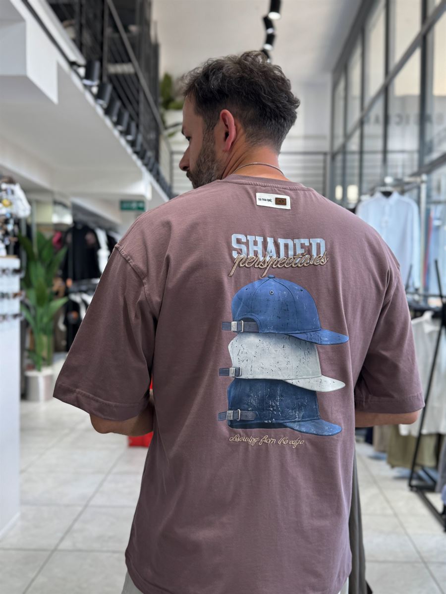 Coffee Back Hat Print Oversize T-Shirt RES-1127