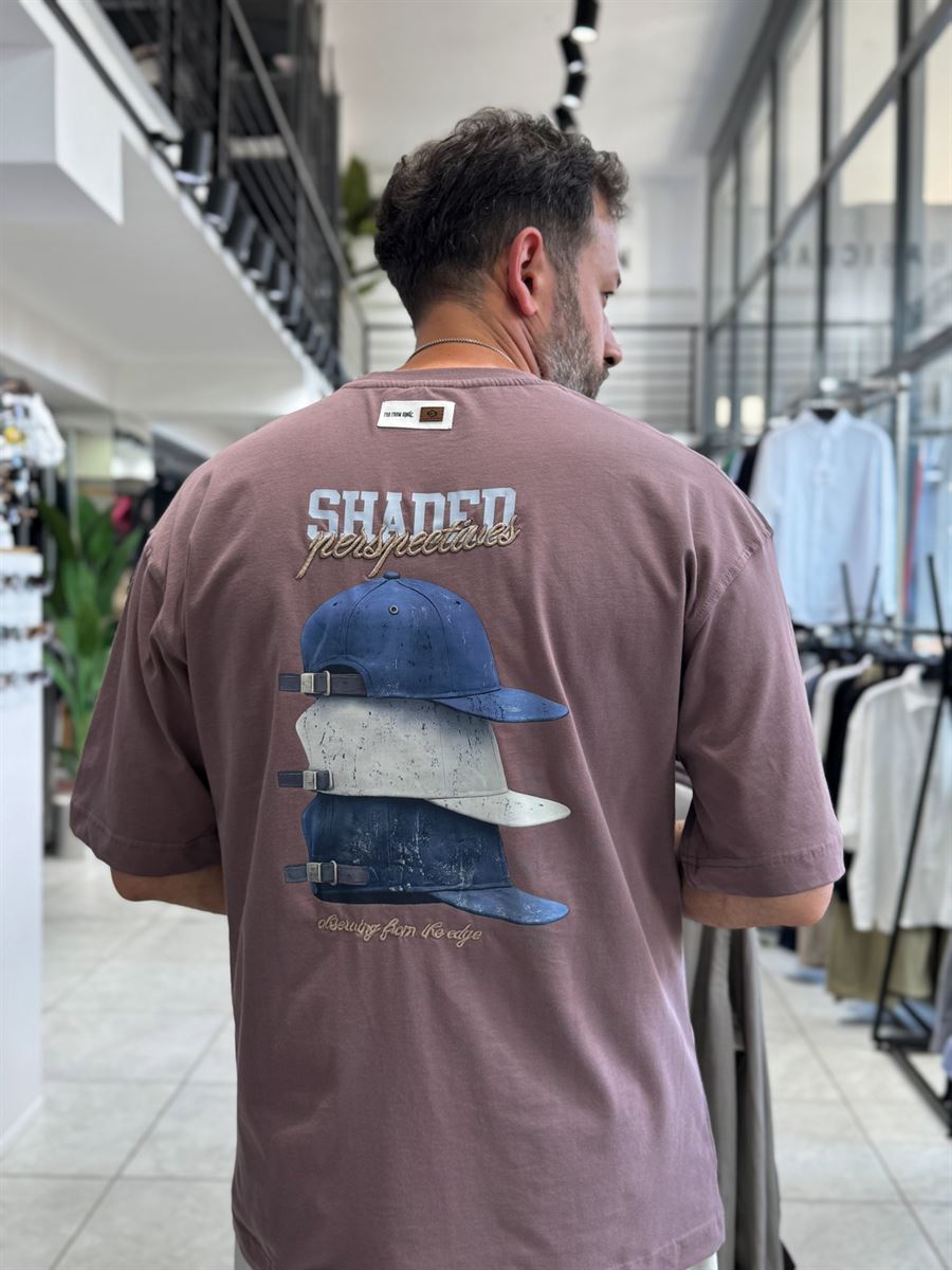 Coffee Back Hat Print Oversize T-Shirt RES-1127