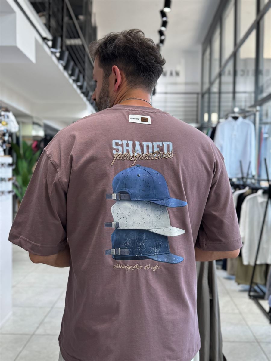 Coffee Back Hat Print Oversize T-Shirt RES-1127