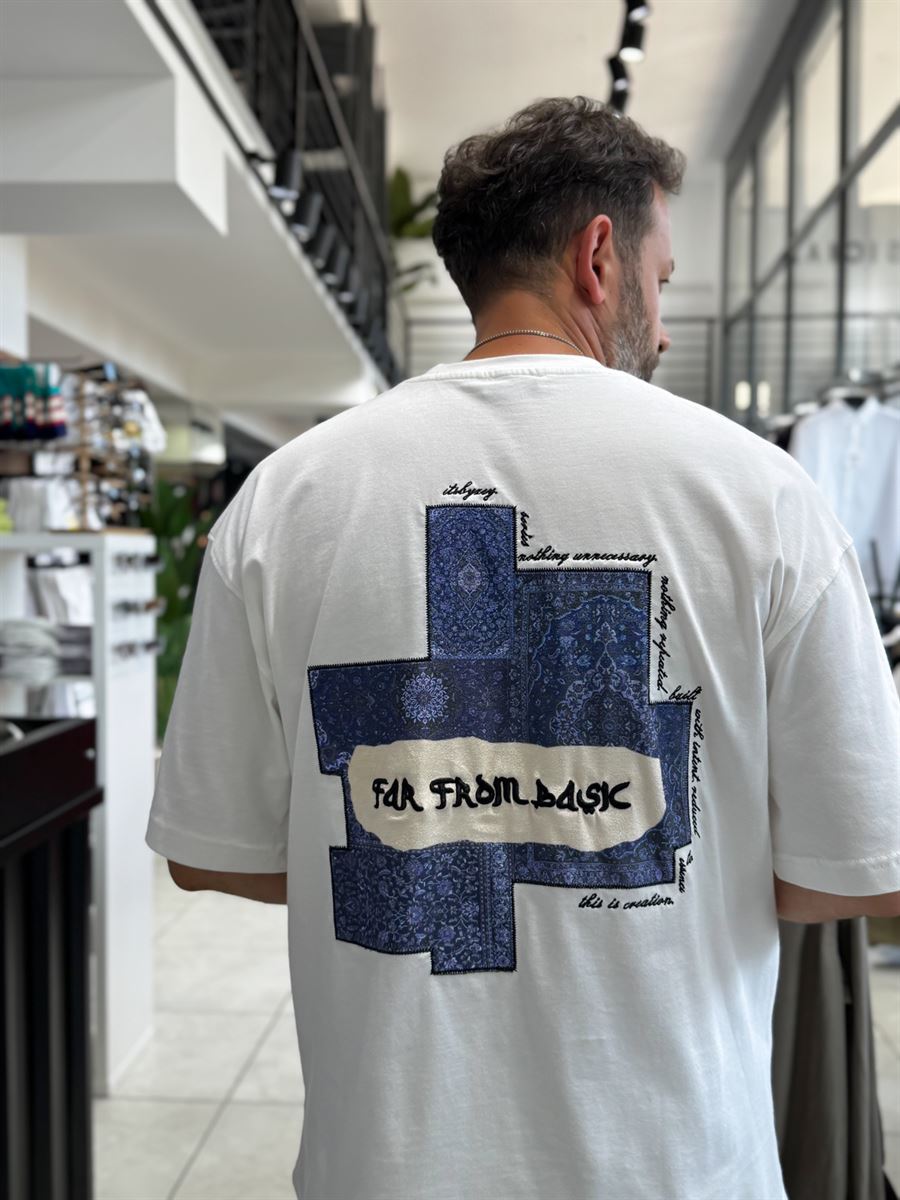 White Motif Carpet Patch Oversize T-Shirt RES-1117