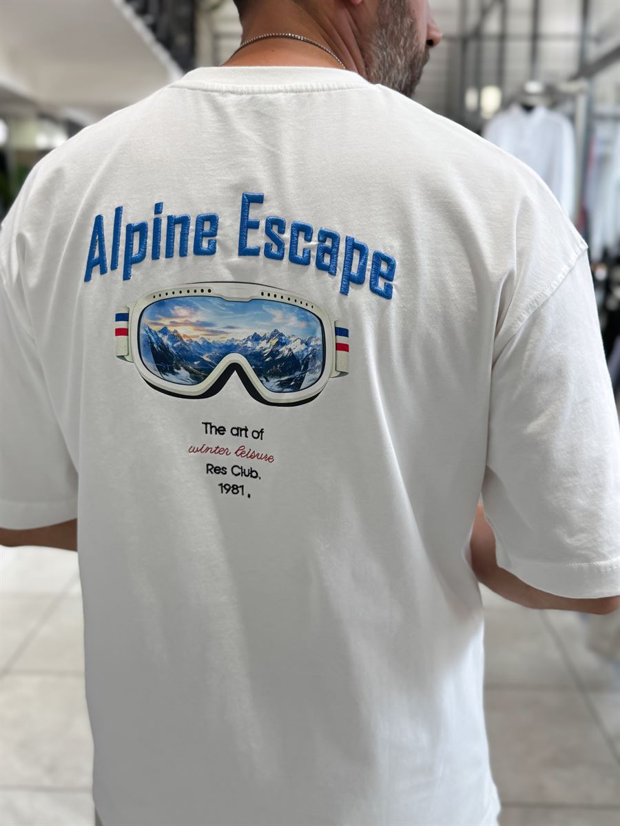 White Alpine Embroidered Oversize T-Shirt RES-1131