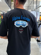 Black Alpine Embroidered Oversize T-Shirt RES-1131