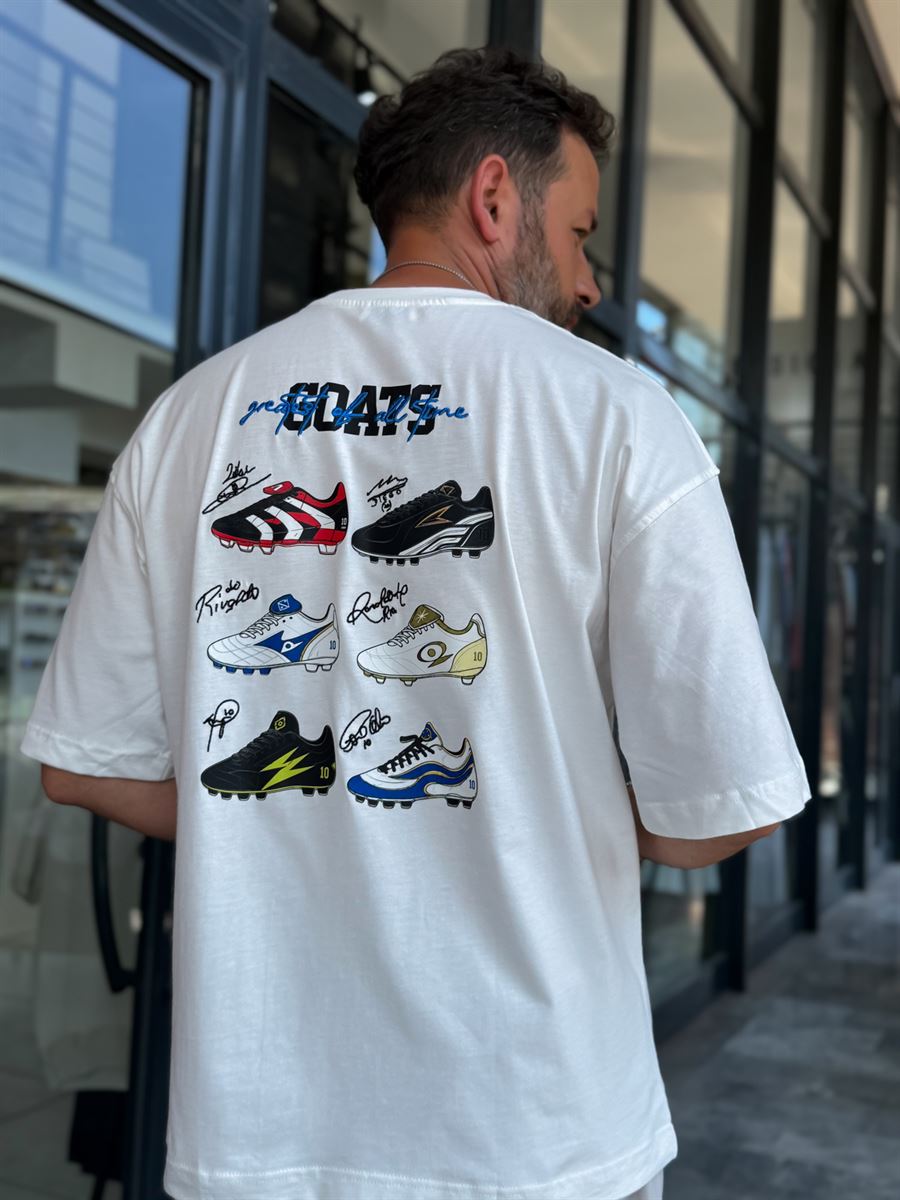 White Goats Back Print Oversize T-Shirt RES-1126