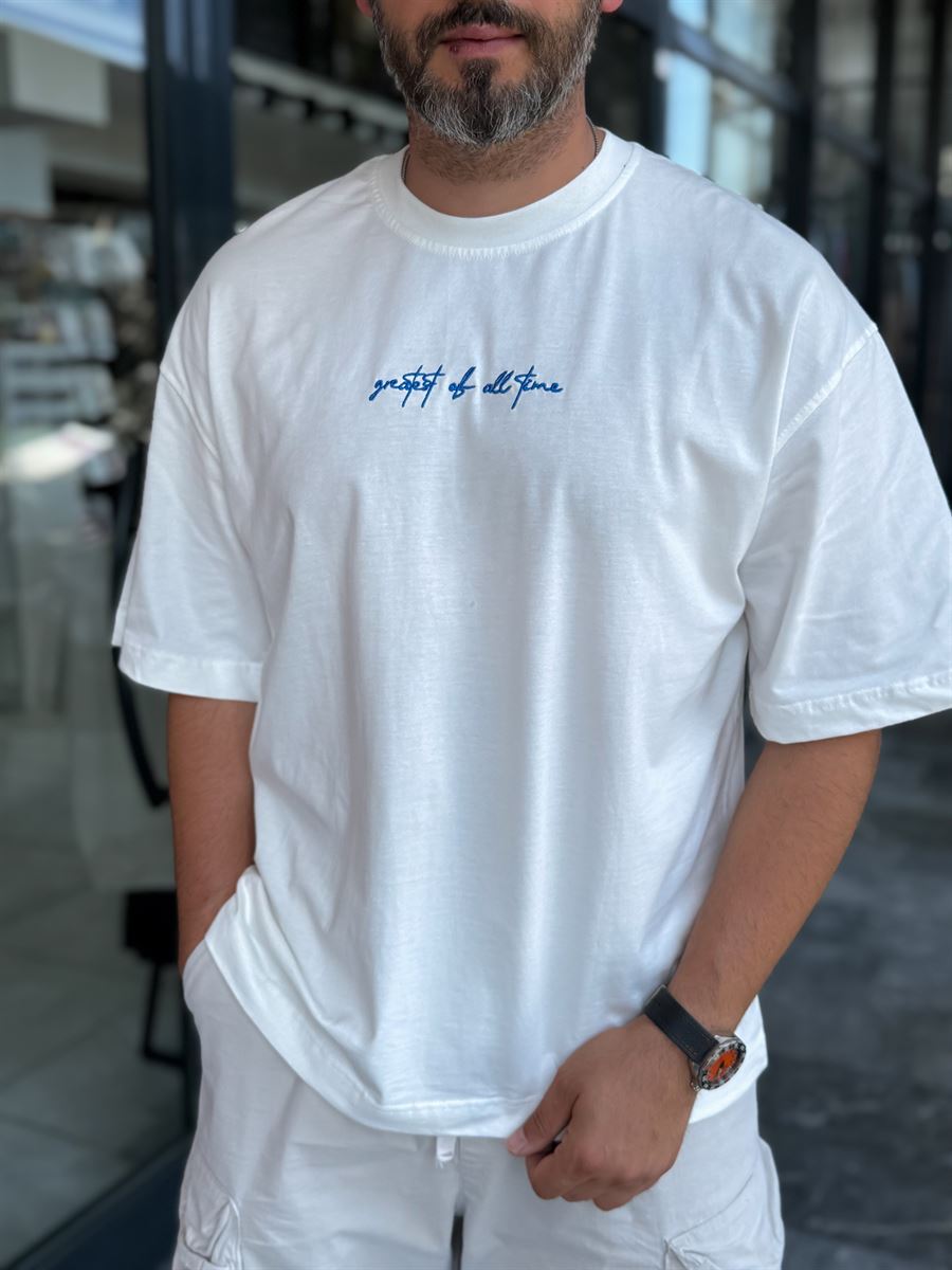 White Goats Back Print Oversize T-Shirt RES-1126