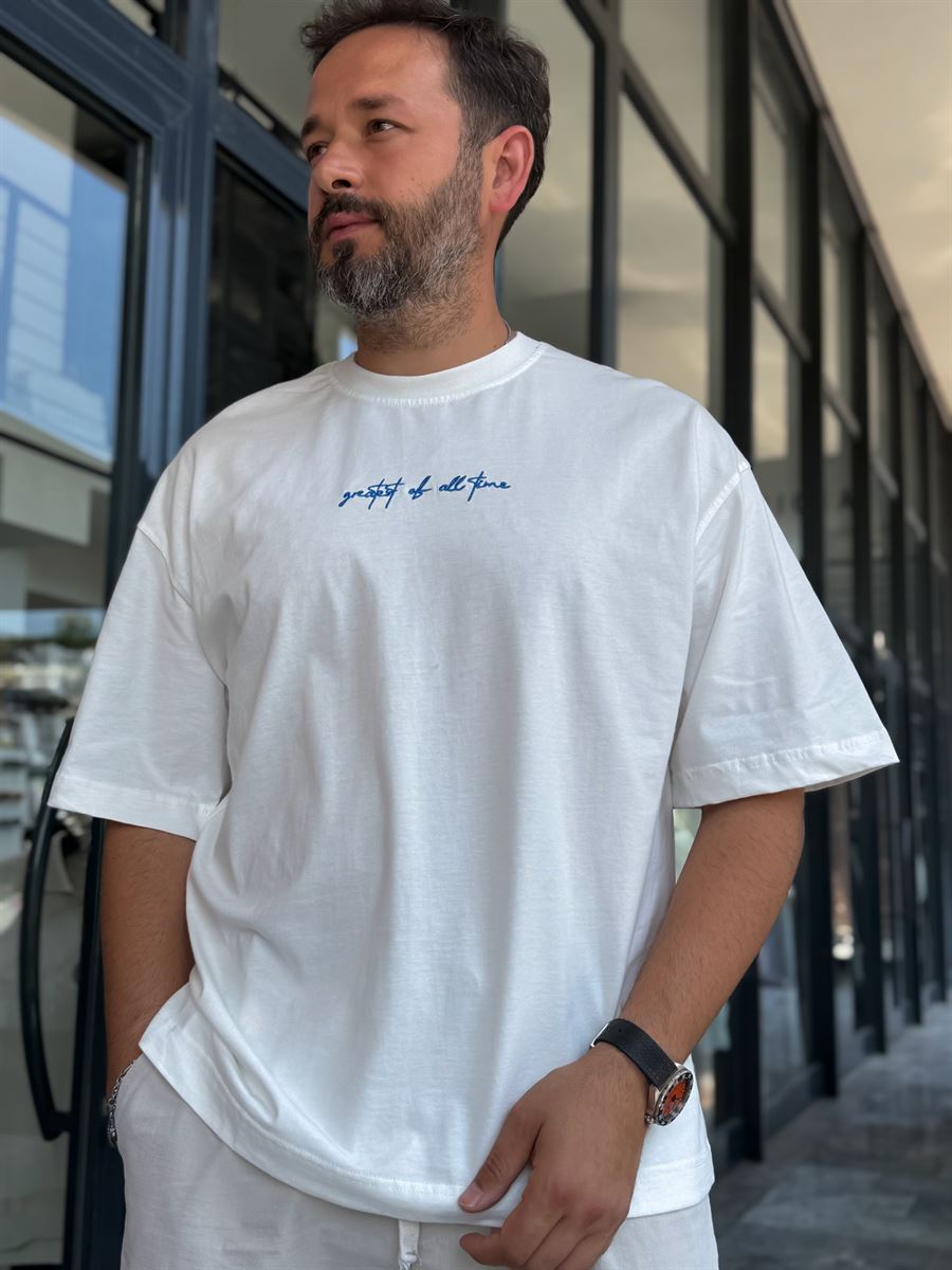 White Goats Back Print Oversize T-Shirt RES-1126