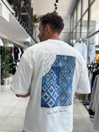 White Oversize T-Shirt with Back Motif Patch RES-1119
