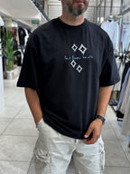 Black Oversize T-Shirt with Back Motif Patch RES-1119
