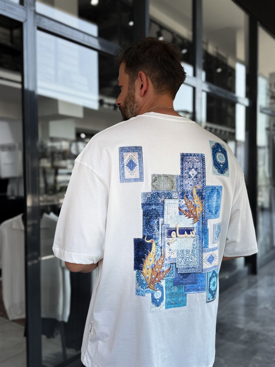 White Back Ottoman Patch Oversize T-Shirt SW-5081