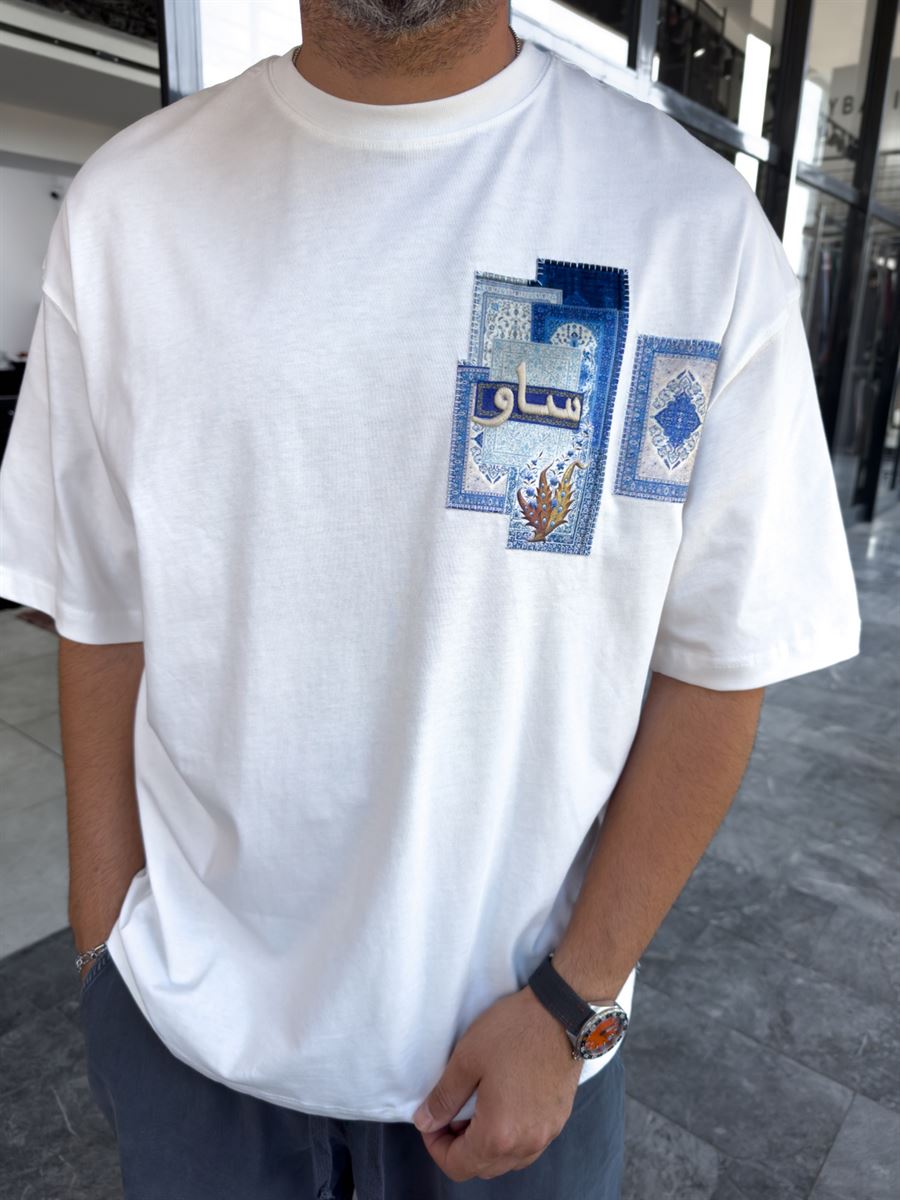 White Back Ottoman Patch Oversize T-Shirt SW-5081