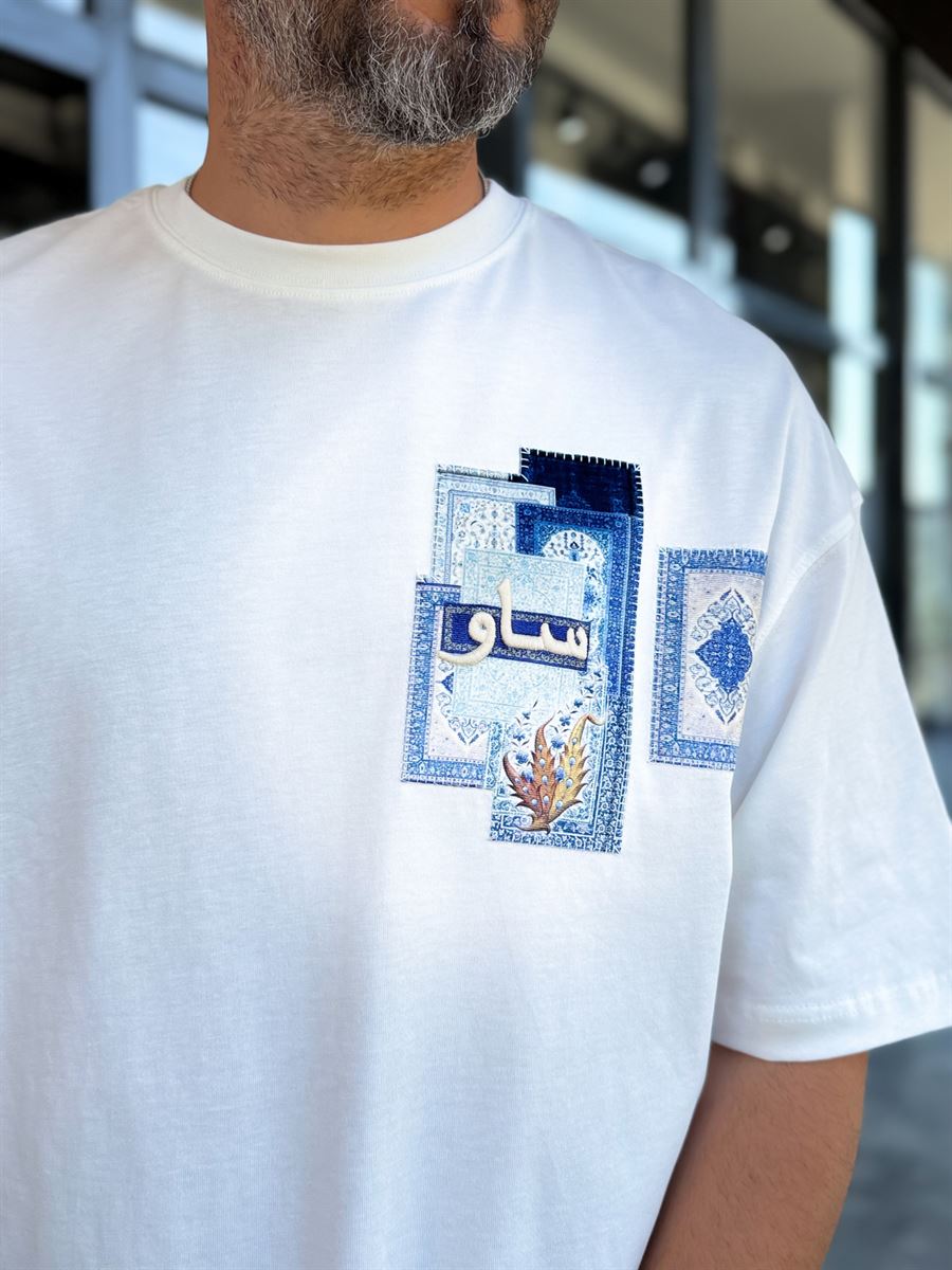 White Back Ottoman Patch Oversize T-Shirt SW-5081