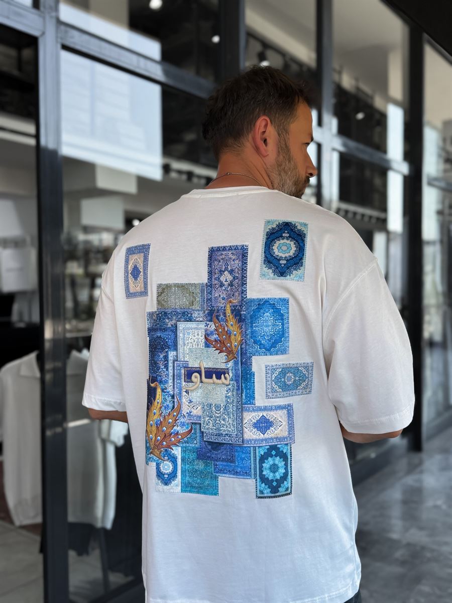 White Back Ottoman Patch Oversize T-Shirt SW-5081