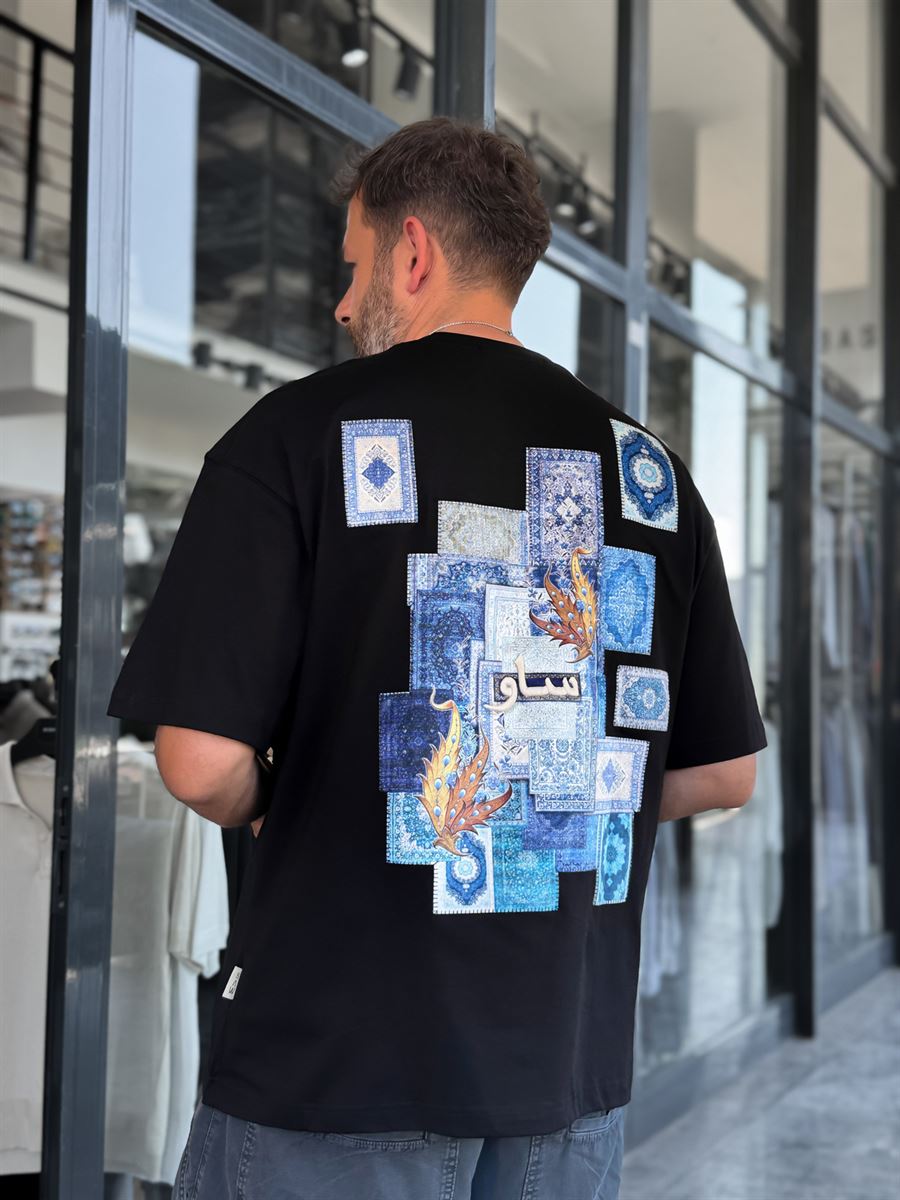 Black Back Ottoman Patch Oversize T-Shirt SW-5081