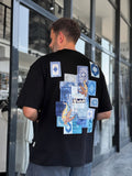 Black Back Ottoman Patch Oversize T-Shirt SW-5081