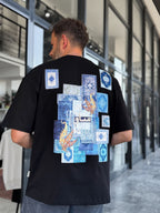 Black Back Ottoman Patch Oversize T-Shirt SW-5081
