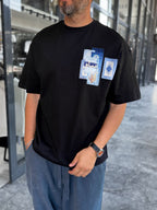 Black Back Ottoman Patch Oversize T-Shirt SW-5081