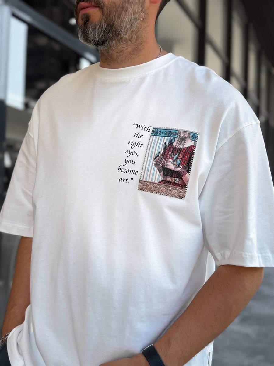 White Art Back Detail Oversize T-Shirt SW-5151