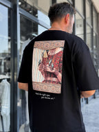 Black Oversize T-Shirt with Art Back Detail SW-5151