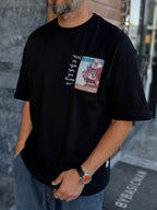 Black Oversize T-Shirt with Art Back Detail SW-5151