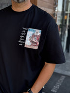 Black Oversize T-Shirt with Art Back Detail SW-5151