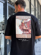 Black Oversize T-Shirt with Art Back Detail SW-5151