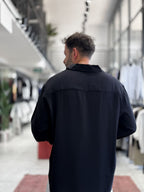 Black Half-Button Oversize Shirt SW-1595