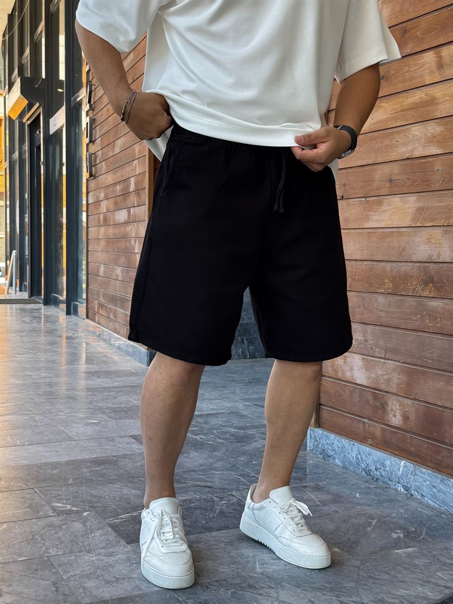 Black Basic Gabardine Shorts WE-2973