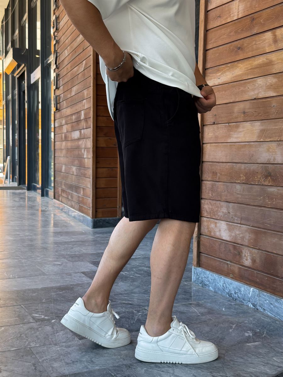 Black Basic Gabardine Shorts WE-2973